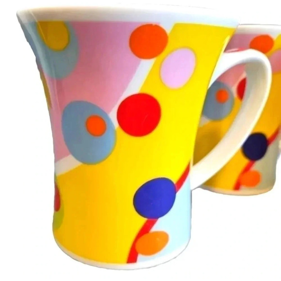 Churchill Other - Colorful CHURCHILL GEOMETRIC Coffee Mug FLARED Modern Set Of 3 Fine Chin…